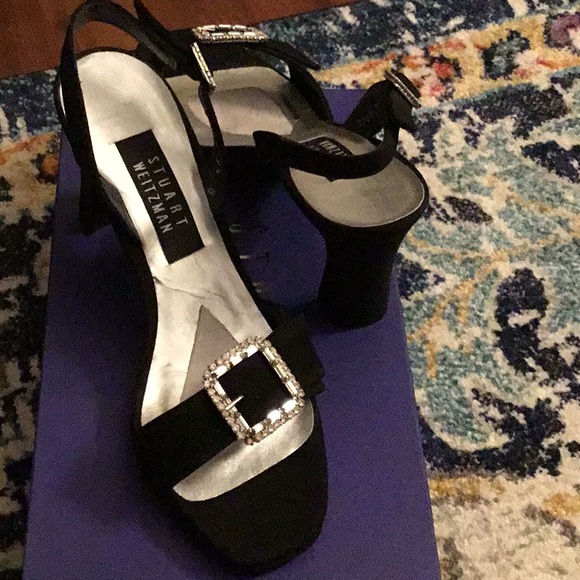 Stuart Weitzman Mambo black peau 7 1/2 - Picture 1 of 7